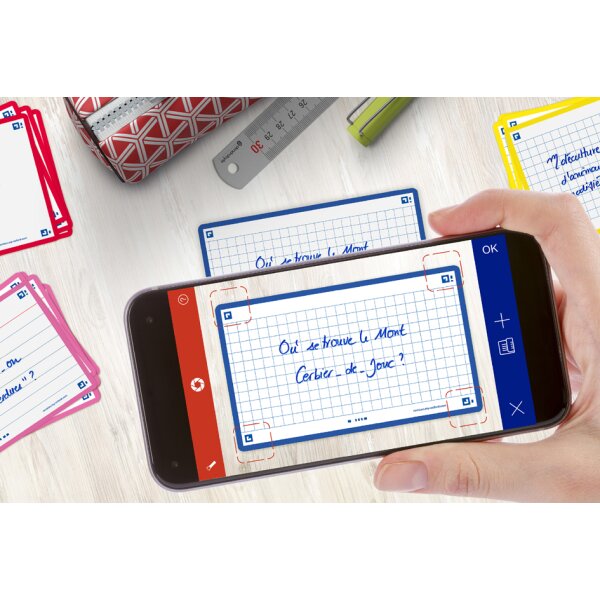 Oxford Fiches Flash 2.0, 75 x 125 mm, quadrillé, rouge