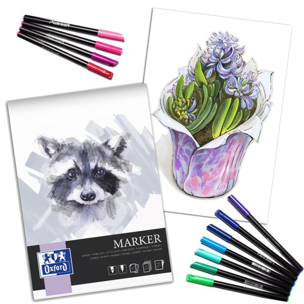 Oxford Art Bloc de dessin marqueur Marker, A4, 15 feuilles