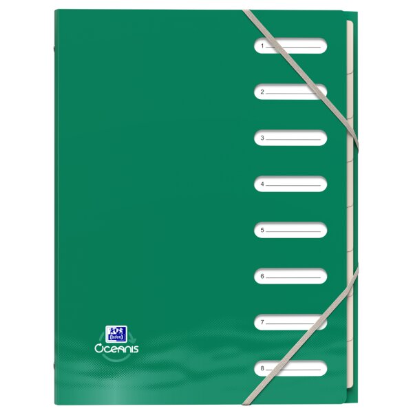 Oxford Trieur Oceanis, A4, 8 onglets, PP recyclé, assorti