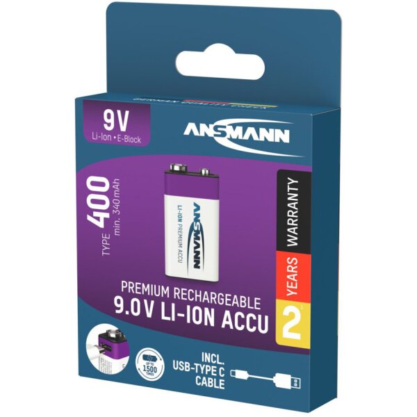 ANSMANN Pile Li-Ion E-Block avec prise USB-C femelle
