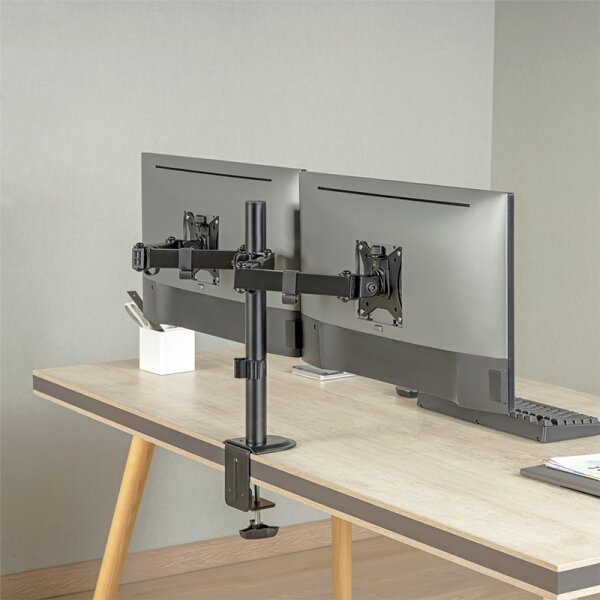 LogiLink Support double écran, longueur bras: 376 mm, noir