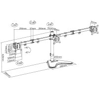 LogiLink Support triple écran avec socle, noir,