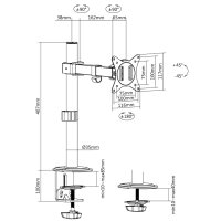 LogiLink Support décran, longueur du bras: 200 mm,...
