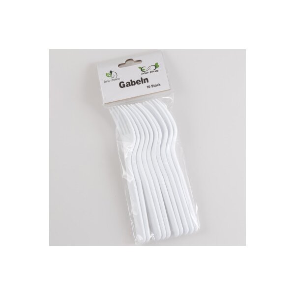 ELCO Fourchette en plastique 10011110-001 Réutilisable blanc, 10pcs.