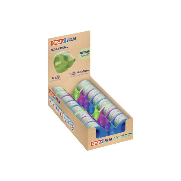 TESA Tesafilm eco&amp;crystal 10mx19mm 59039-00000 D&eacute;vidoir ruban adh&eacute;sif 16 pcs.