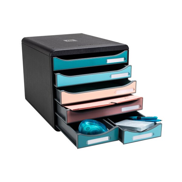 EXACOMPTA Schubladenbox SKANDI A4+ 312606D Big Box Maxi, 6 Schubladen