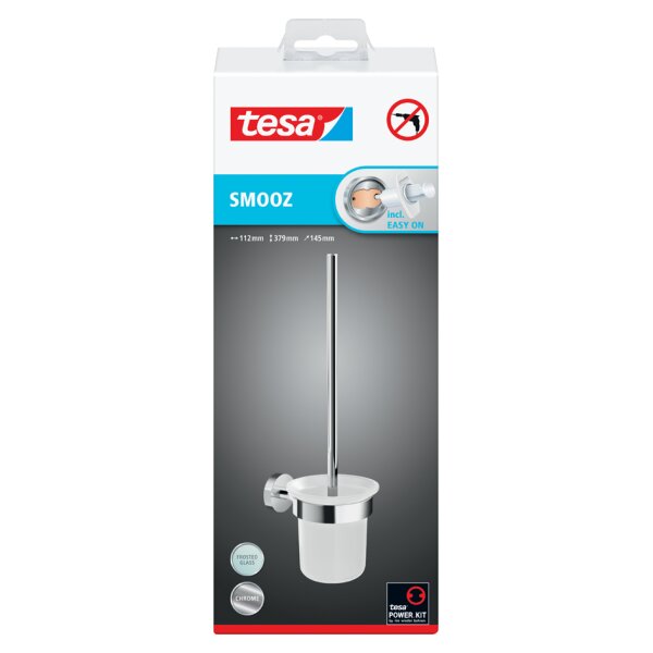 tesa Ensemble pour WC SMOOZ, chrom&eacute;, avec colle de fixation
