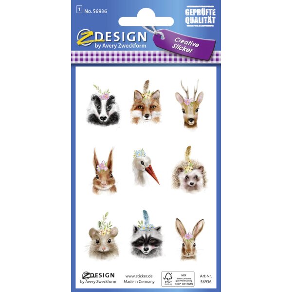 AVERY Zweckform ZDesign Sticker de Pâques Animaux bohème