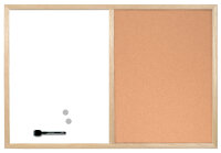 Bi-Office Tableau mixte, cadre en bois, (L)400 x (H)300 mm