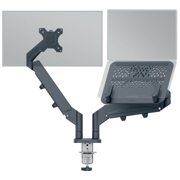 LEITZ Monitorarm Ergo mit Notebookhalterung, samtgrau