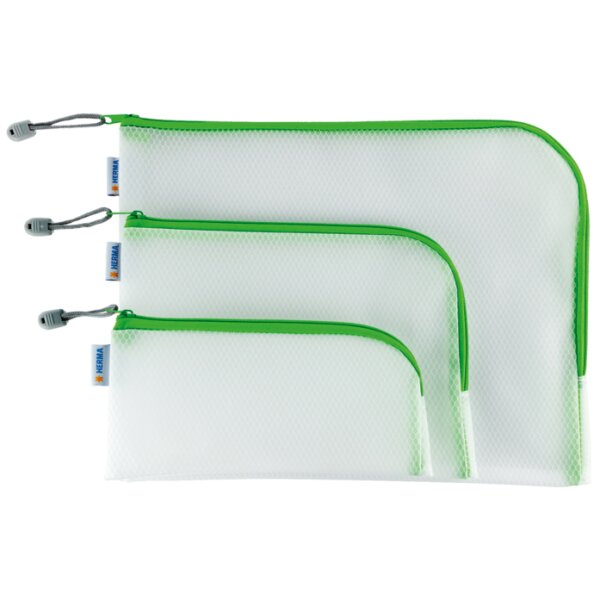 HERMA Pochette &agrave; fermeture &agrave; zip Mesh Bags, A4, vert