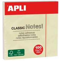 APLI Notes adhésives CLASSIC Notes!, 125 x 75 mm, jaune
