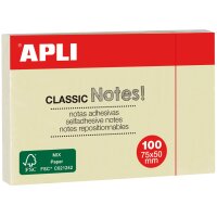 APLI Notes adhésives CLASSIC Notes!, 125 x 75 mm, jaune
