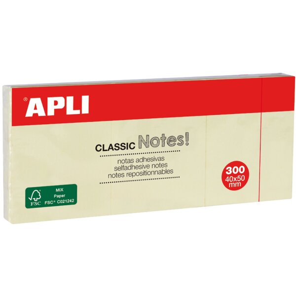 APLI Haftnotizen "CLASSIC Notes!", 75 x 50 mm, gelb