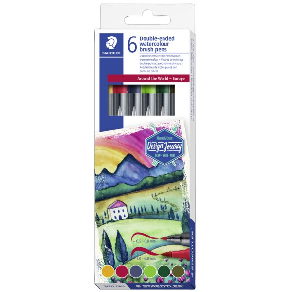 STAEDLER Feutre double pointe Asie, étui en carton de 6