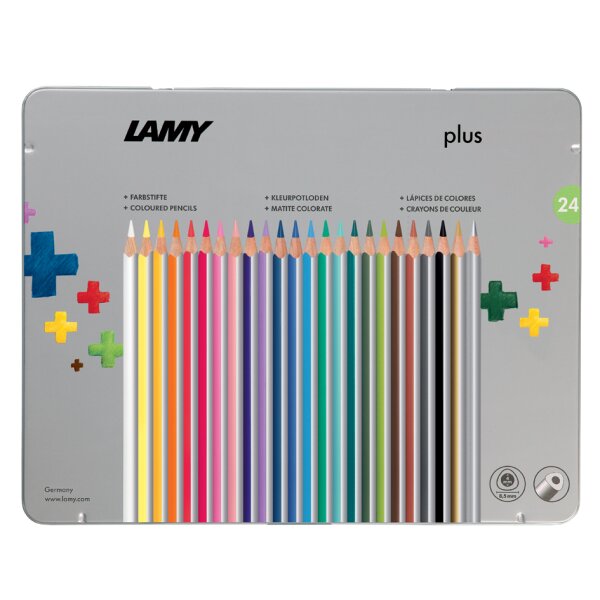 LAMY Crayon de couleur triangulaire plus, &eacute;tui m&eacute;tal de 24