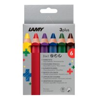 LAMY Crayon de couleur 3-en-1 3plus, étui carton de 6