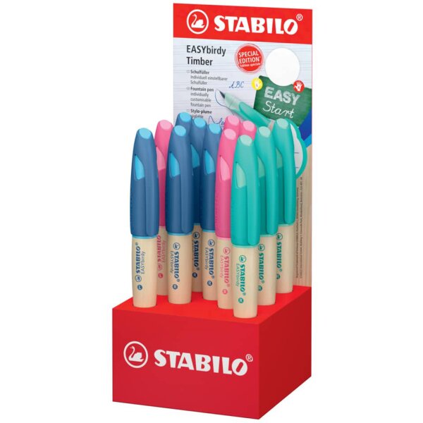 STABILO Stylo plume EASYbirdy Timber L/R, présentoir de 12