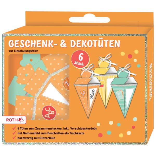 ROTH Folienballon "Einschulung", Länge: 700 mm, orange