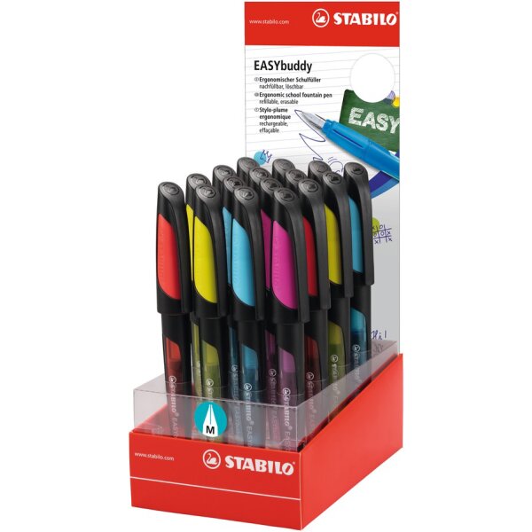 STABILO Stylo plume EASYbuddy M, droitier, pr&eacute;sentoir de 16