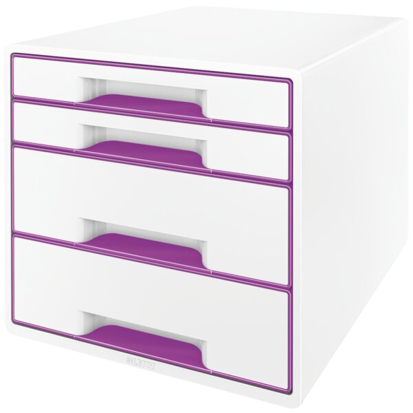 LEITZ Schubladenbox WOW CUBE, 4 Schübe, perlweiss rot