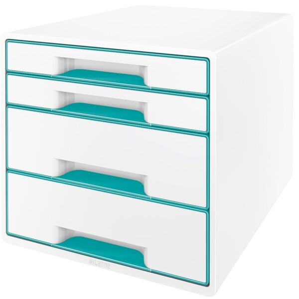 LEITZ Schubladenbox WOW CUBE, 4 Schübe, perlweiss rot