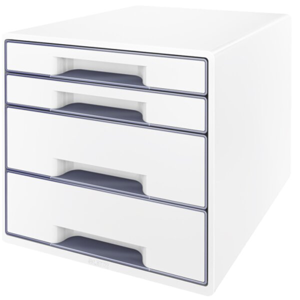 LEITZ Schubladenbox WOW CUBE, 4 Schübe, perlweiss rot