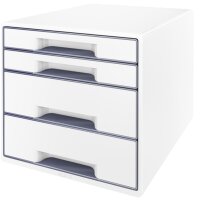 LEITZ Schubladenbox WOW CUBE, 4 Schübe, perlweiss rot