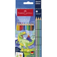 FABER-CASTELL Dreikant-Buntstifte Colour GRIP Dino, 10+3