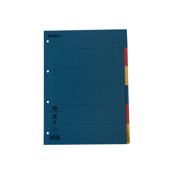 BIELLA Kartonregister A4 46044600U bunt recycling 6-teilig