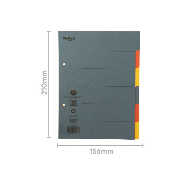BIELLA Kartonregister A5 46052600U pastell 6-teilig
