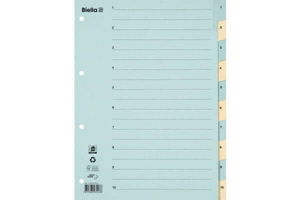 BIELLA Register Karton blau gelb A4 46244000U 1-10 210g