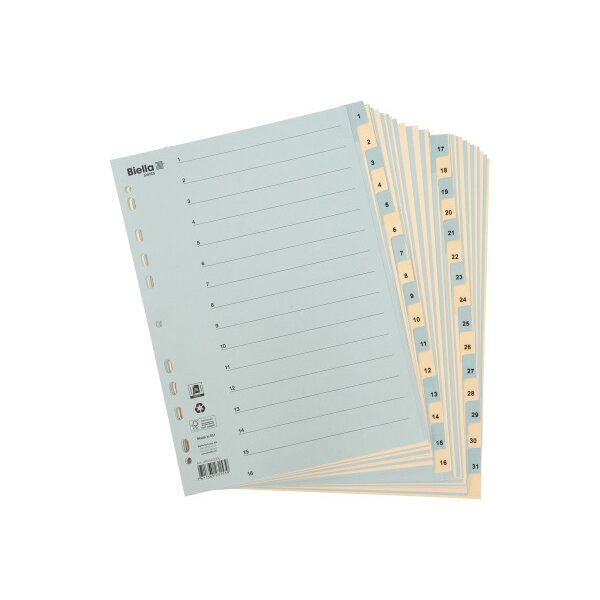 BIELLA R&eacute;pertoires carton 210g A4 46244300U bleu/jaune 1-31