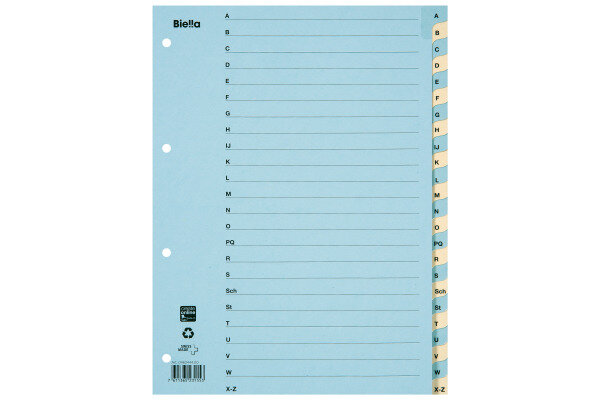BIELLA Register Karton blau gelb A4 46244400U A-Z 210g