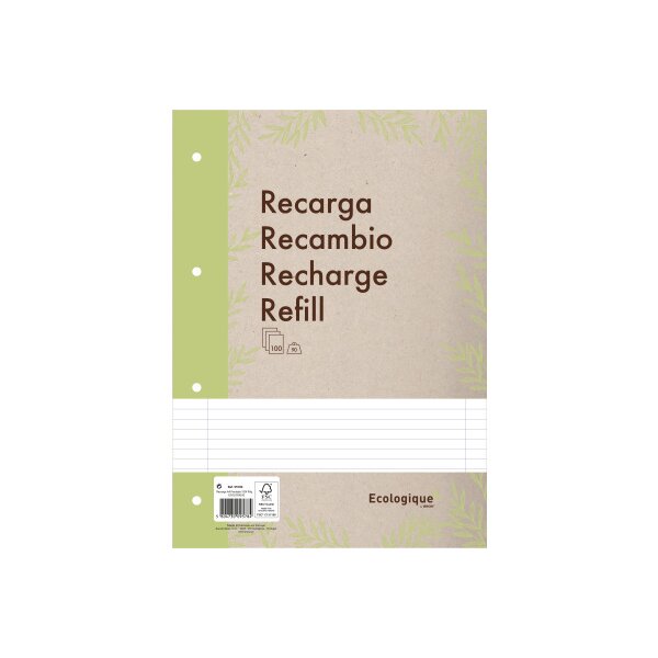 ANCOR Refill Blätter A4 116120 ECOLOGIQUE,90g,liniert 100 Bl.