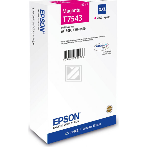 EPSON Tintenpatrone XXL magenta T75434N WF 8090 8590 7000 Seiten
