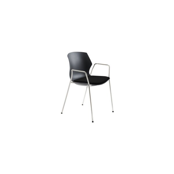 MAYER Chaise de conf. OvaLounge 25110101A noir/chrome, avec accoudoirs