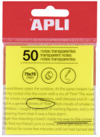 APLI Notes adhésives, 75 x 75 mm, jaune transparent