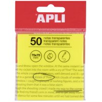 APLI Haftnotizen, 75 x 75 mm, gelb transparent