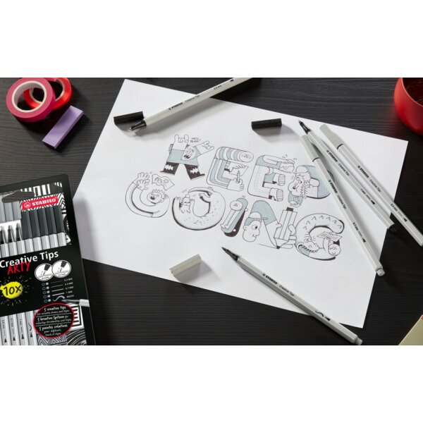 STABILO Creative Tips ARTY BLACK, 5er Kartonetui