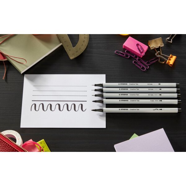 STABILO Creative Tips ARTY BLACK, 5er Kartonetui