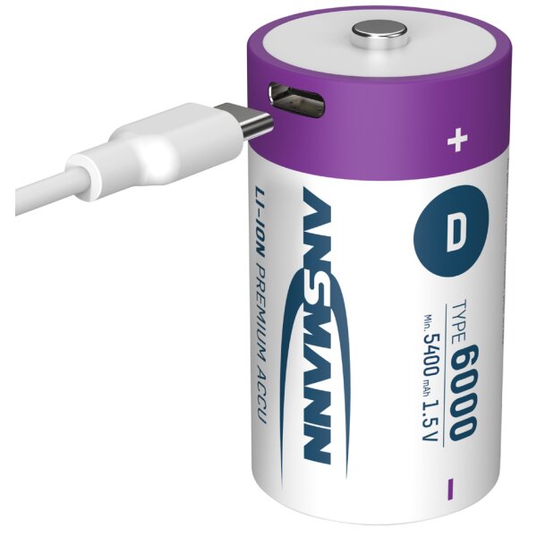 ANSMANN Li-Ion Akku Baby C mit USB-C Kupplung, 2er Karton