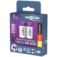 ANSMANN Piles Li-Ion baby C avec prise USB-C femelle