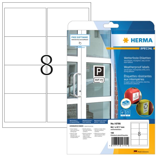 HERMA Wetterfeste Etiketten aus Spezialpapier, 66 x 33,8 mm