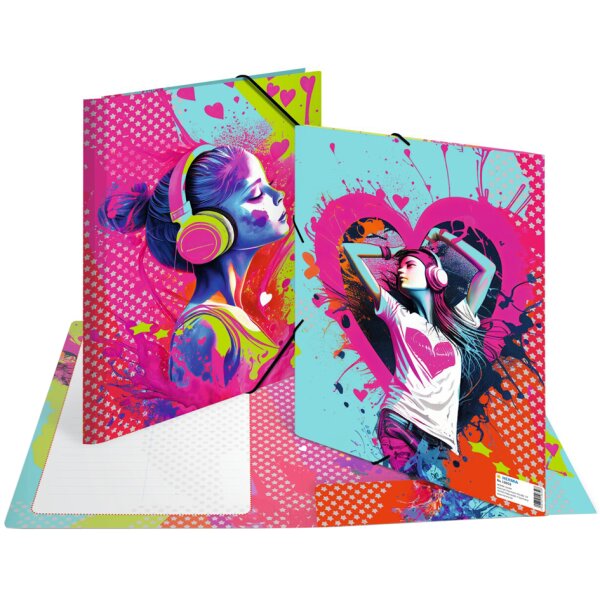 HERMA Chemise à élastique Music Girl, carton, A4