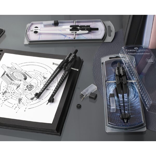 FABER-CASTELL Compas à réglage rapide DARK & BRIGHT, assorti