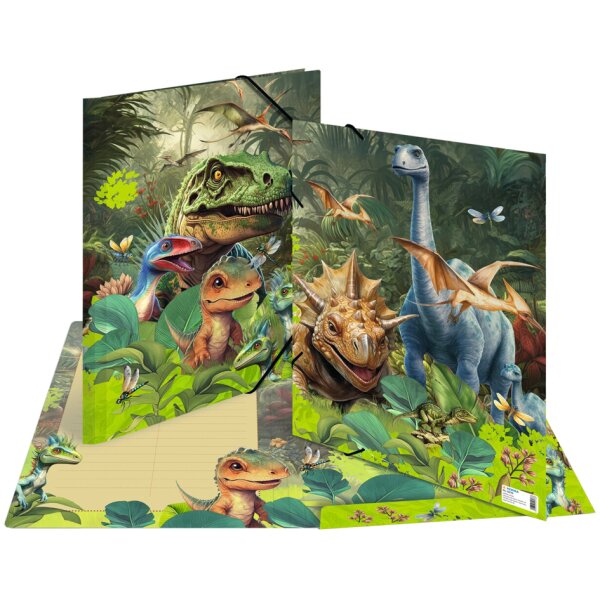 HERMA Chemise à élastique Dino World, carton, A3