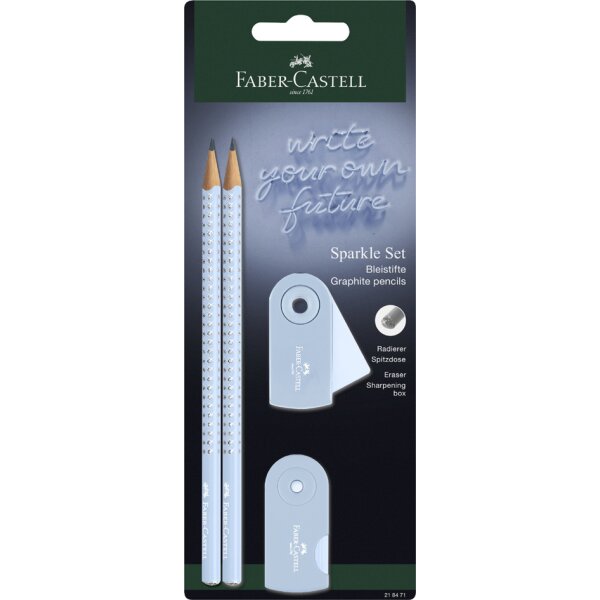 FABER-CASTELL Kit décriture GRIP SPARKLE, bleu ciel