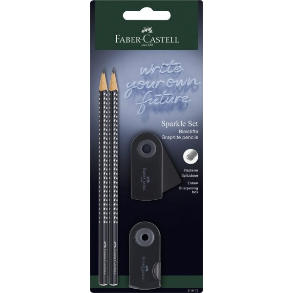 FABER-CASTELL Kit décriture GRIP SPARKLE, bleu ciel