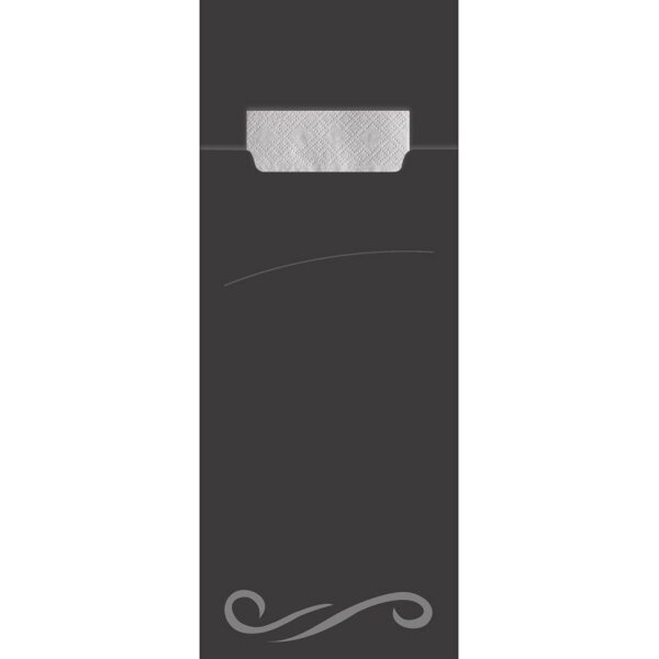 HYGOSTAR Pochette à couverts Classic, plié 1/8, blanc/gris